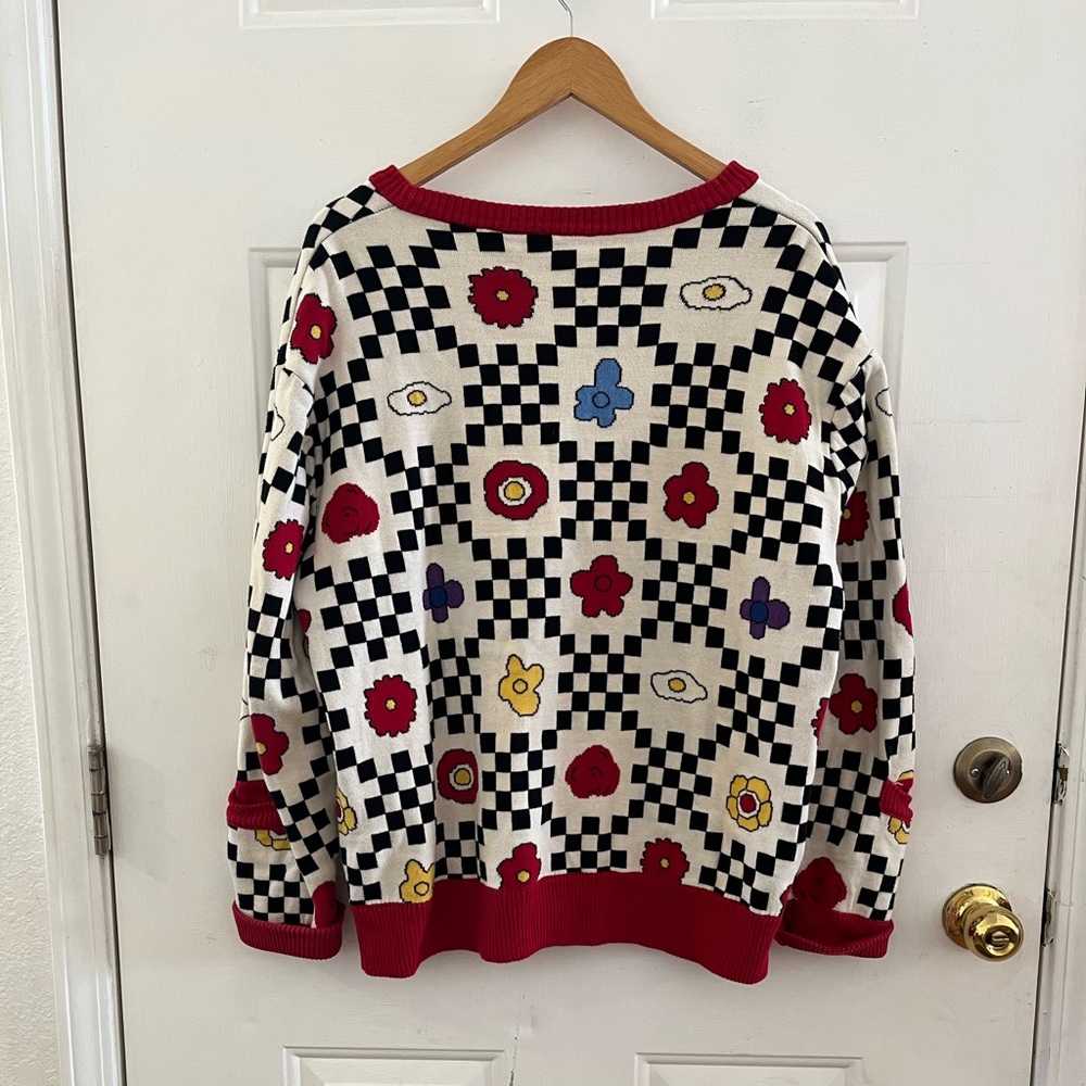 Kina And Tam Woman's The Floral Funk Pop Art Quirky Cardigan Sz Lr - Picture 2 of 5